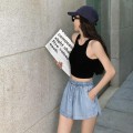 High-waisted wide-leg casual shorts